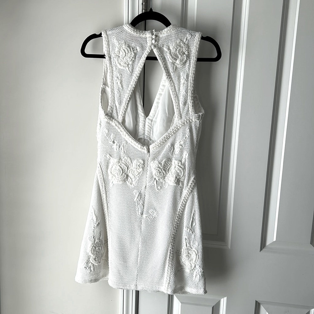 Anthropologie White Beaded Dress